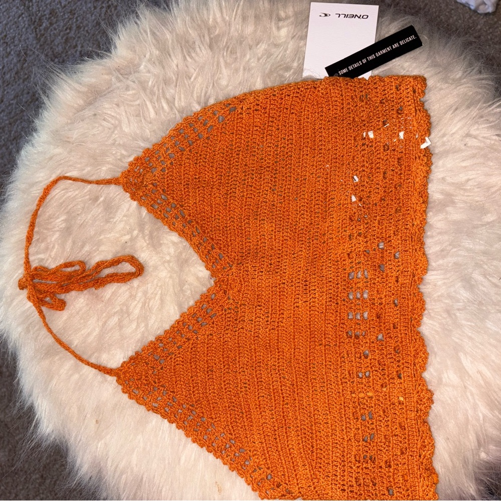 O'Neill Bright Orange Knit Halter Top